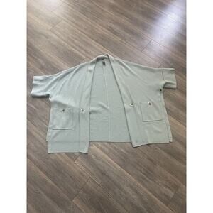 Marla Wynne Soft Knit 1X Kimono Topper Kaftan Mint Green 3/4 Sleeve Cardigan